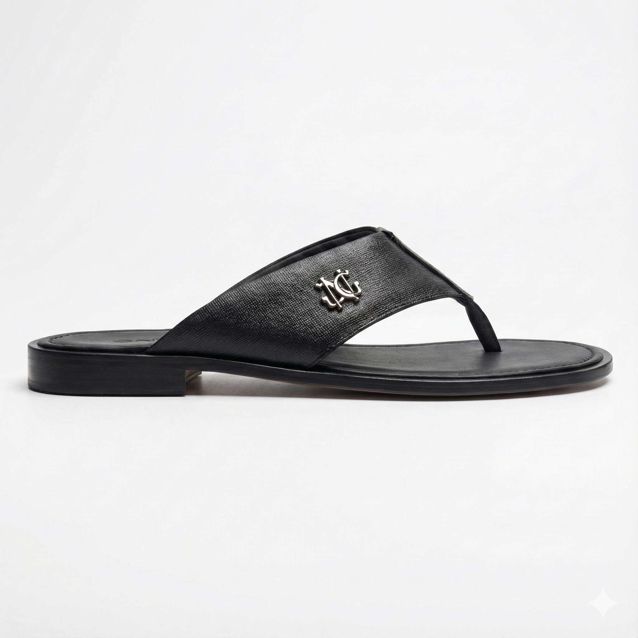 Black Saffino Toe-Post Slippers