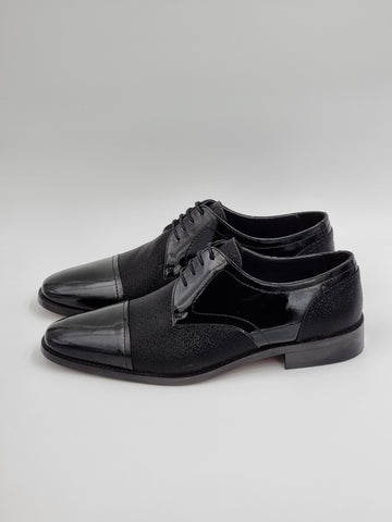 Black Patent-Mix Laced Shoes