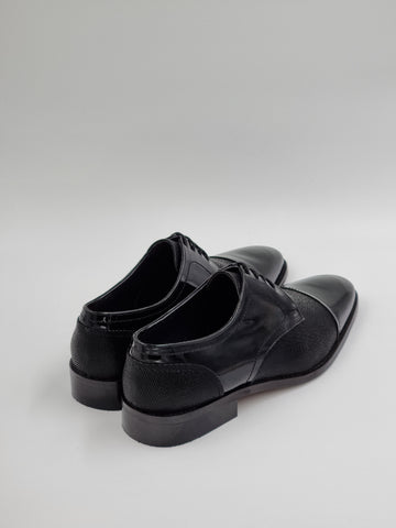 Black Patent-Mix Laced Shoes