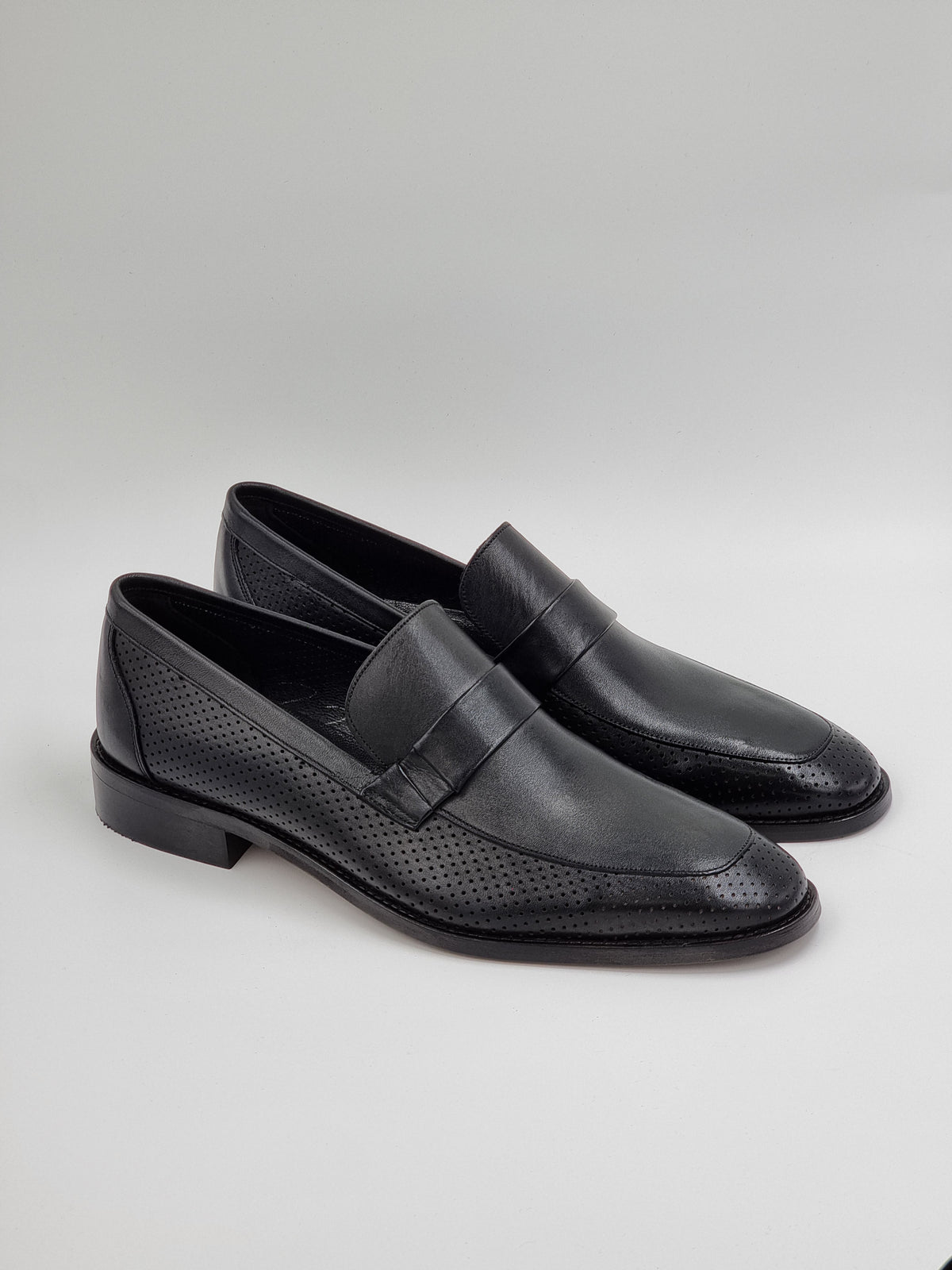 Perforated Leather Strip Loafers