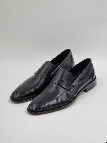 Perforated Leather Strip Loafers