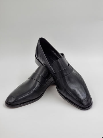 Perforated Leather Strip Loafers