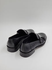 Black Perforated Monk Strap Loafers