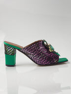 Green Multi Slippers - Italian Women's Slippers - Classic Shoes London