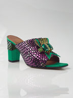 Green Multi Slippers - Italian Women's Slippers - Classic Shoes London
