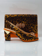 Orange Black Bloom High Heels - Italian Women's Heels - Classic Shoes London
