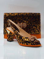 Orange Black Bloom High Heels - Italian Women's Heels - Classic Shoes London