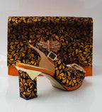 Orange Black Bloom High Heels - Italian Women's Heels - Classic Shoes London
