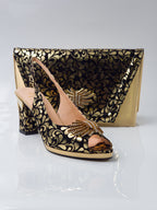 Gold Black Bloom High Heels - Italian Women's Heels - Classic Shoes London