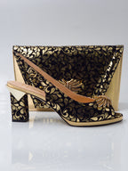 Gold Black Bloom High Heels - Italian Women's Heels - Classic Shoes London