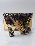 Gold Black Bloom High Heels - Italian Women's Heels - Classic Shoes London