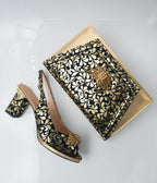 Gold Black Bloom High Heels - Italian Women's Heels - Classic Shoes London