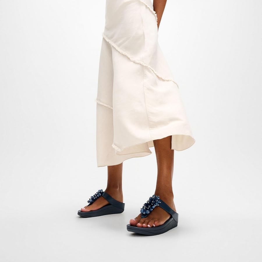 Fitflop Navy Fino Bead-cluster Toe-post