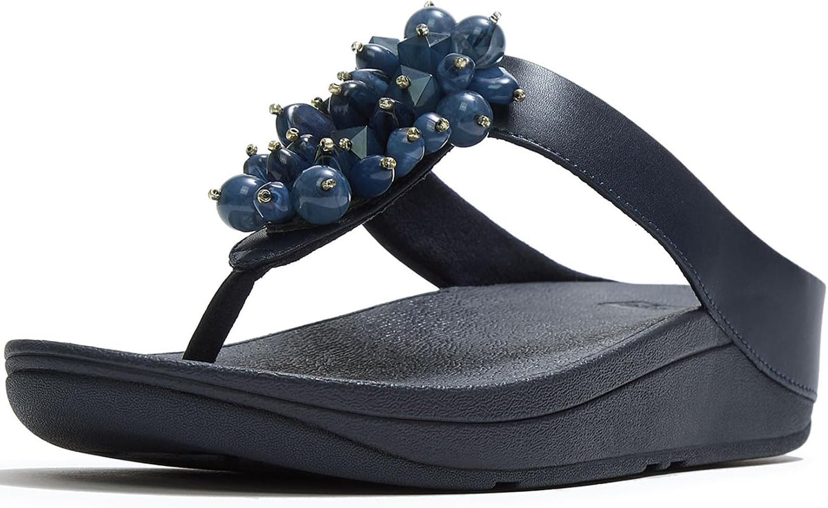 Fitflop Navy Fino Bead-cluster Toe-post