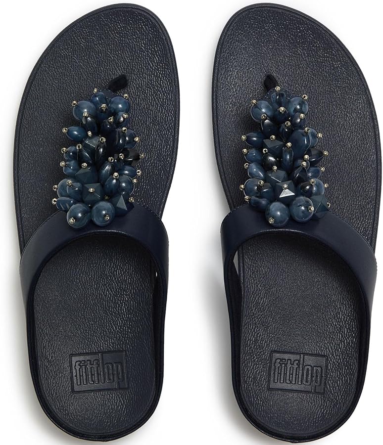 Fitflop Navy Fino Bead-cluster Toe-post