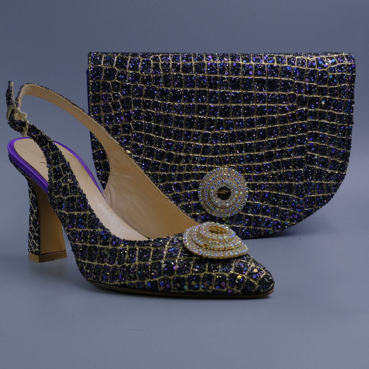 Purple/Gold Glittered Covered Set
