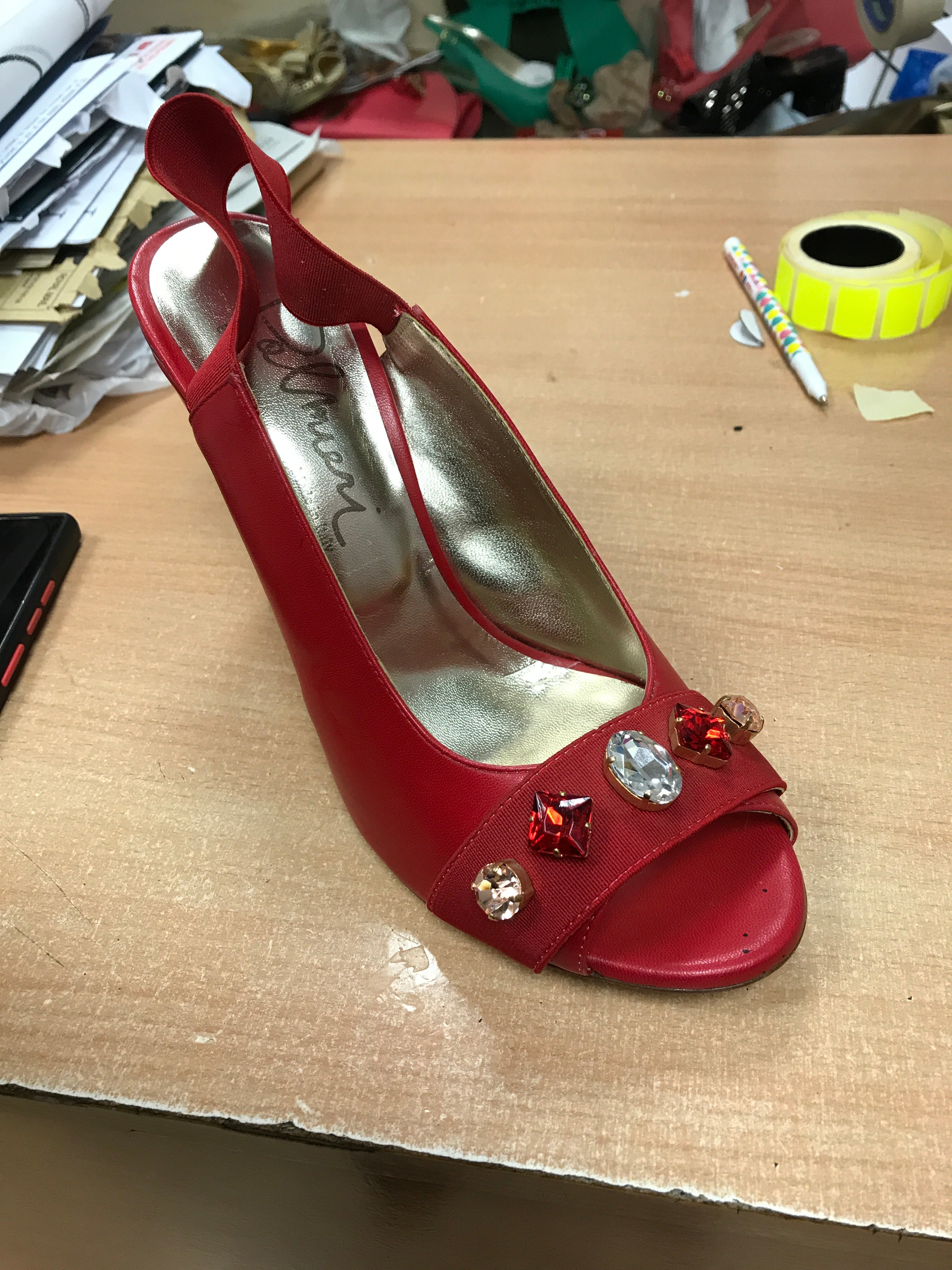 Red Leather Shapes Set - Italian Shoe and Bag Set - Classic Shoes London