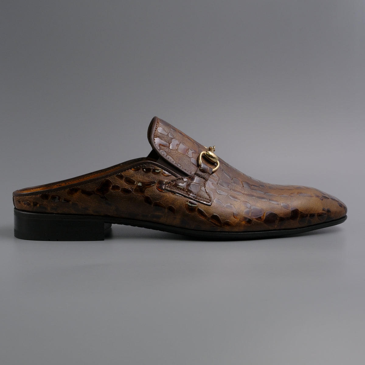 Brown Tear Horsebit Mules