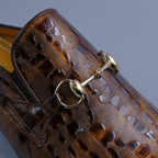 Brown Tear Horsebit Mules