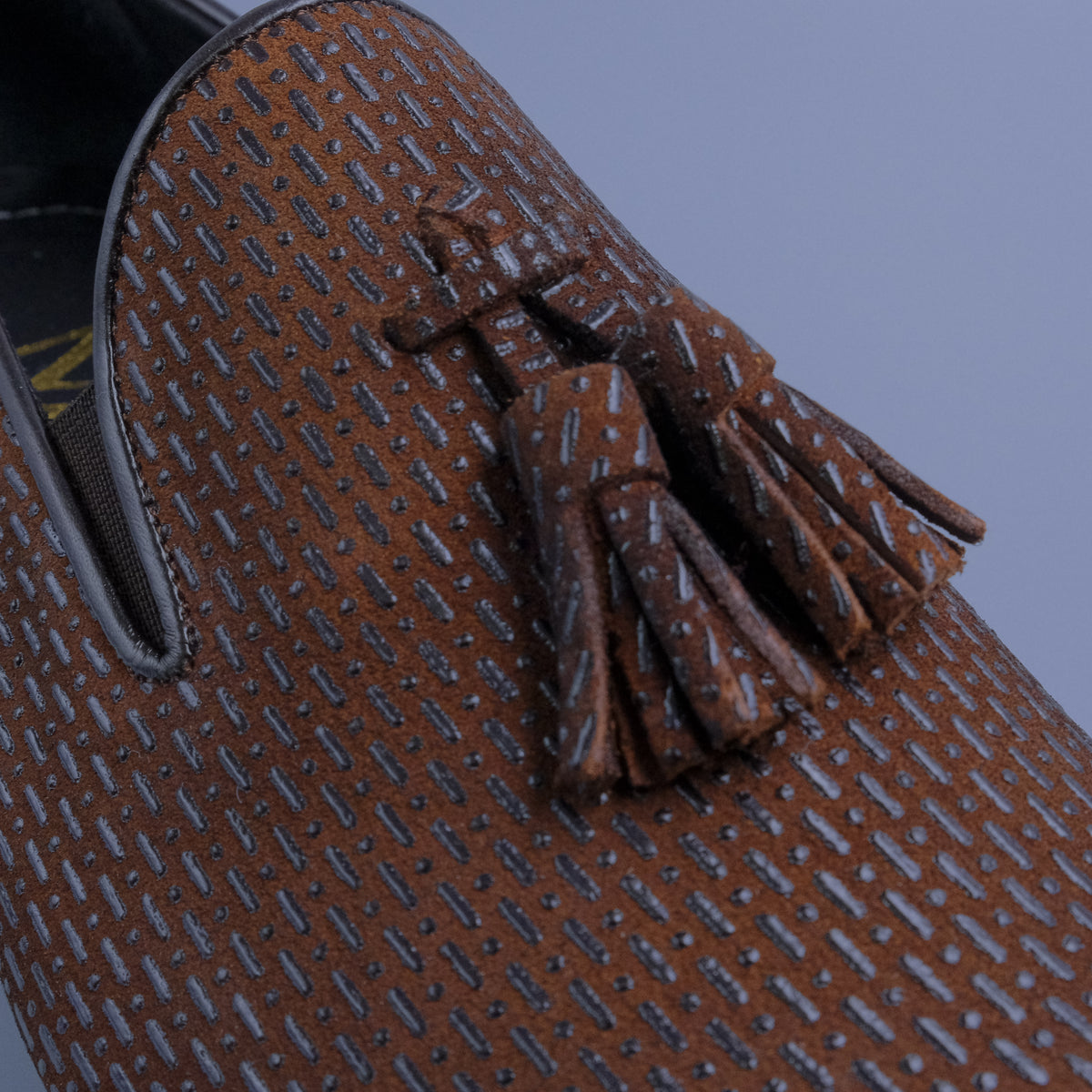 Chocolate Textured Tassel Loafers