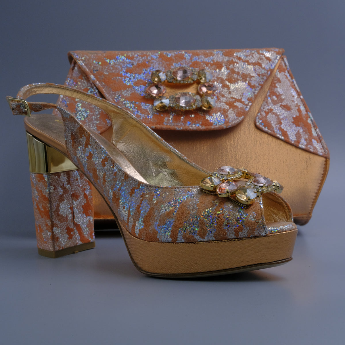 Rose Gold/ Silver Splash Sqr Embellished Set