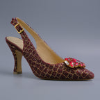 Burgundy/Gold Glittered Jewel Covered Set