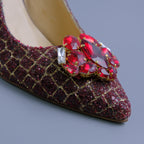 Burgundy/Gold Glittered Jewel Covered Set