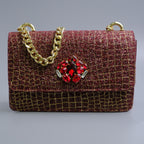 Burgundy/Gold Glittered Jewel Covered Set