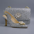 Silver Glittered Jewel Covered Set