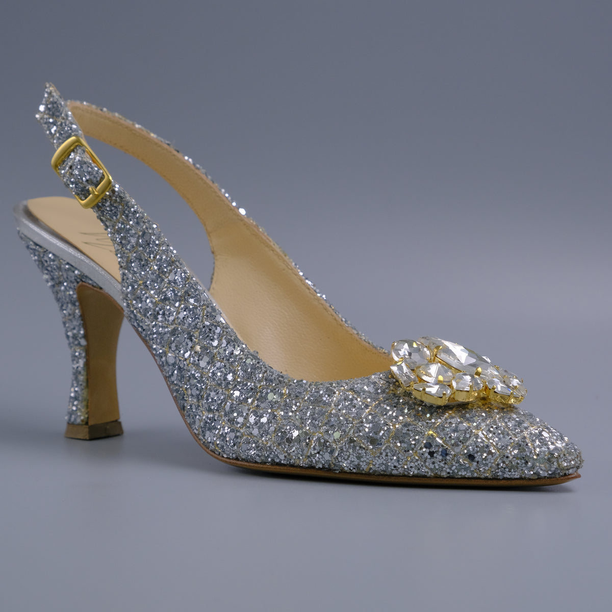 Silver Glittered Jewel Covered Set