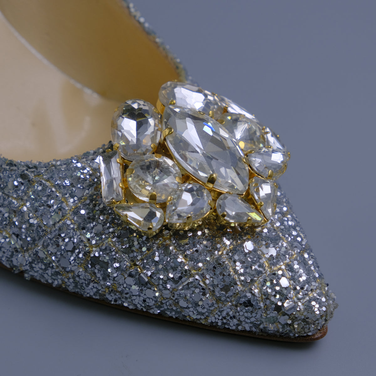 Silver Glittered Jewel Covered Set