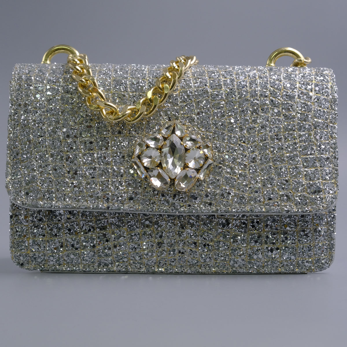 Silver Glittered Jewel Covered Set