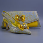 Yellow/Silver Splash Covered Bow Set
