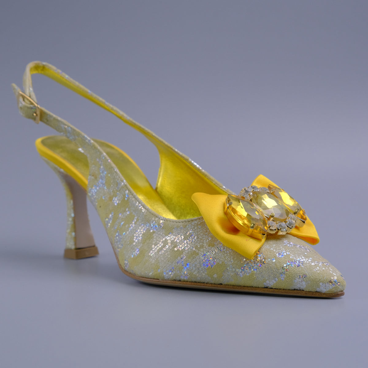 Yellow/Silver Splash Covered Bow Set