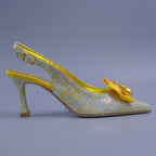 Yellow/Silver Splash Covered Bow Set