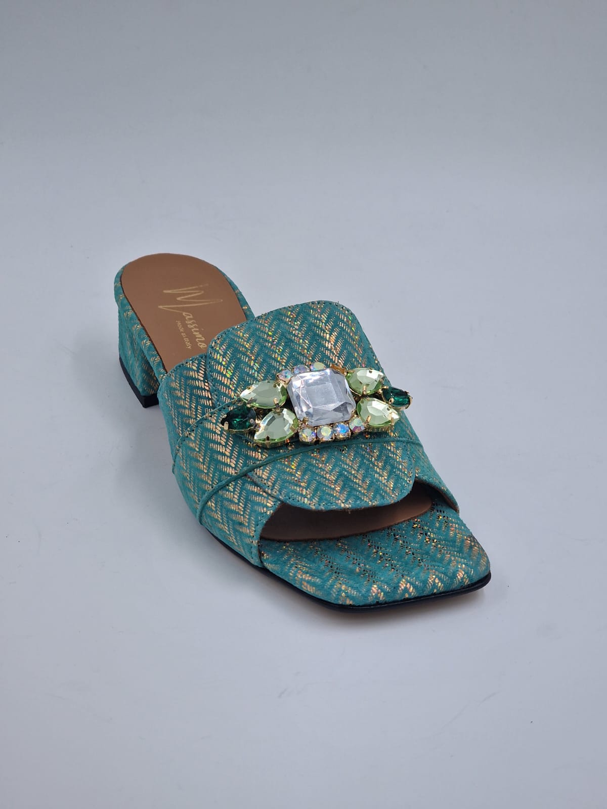 Mint/Gold Chevron Slippers