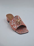 Peach Silver Splash Slippers - Italian Women's Slippers - Classic Shoes London