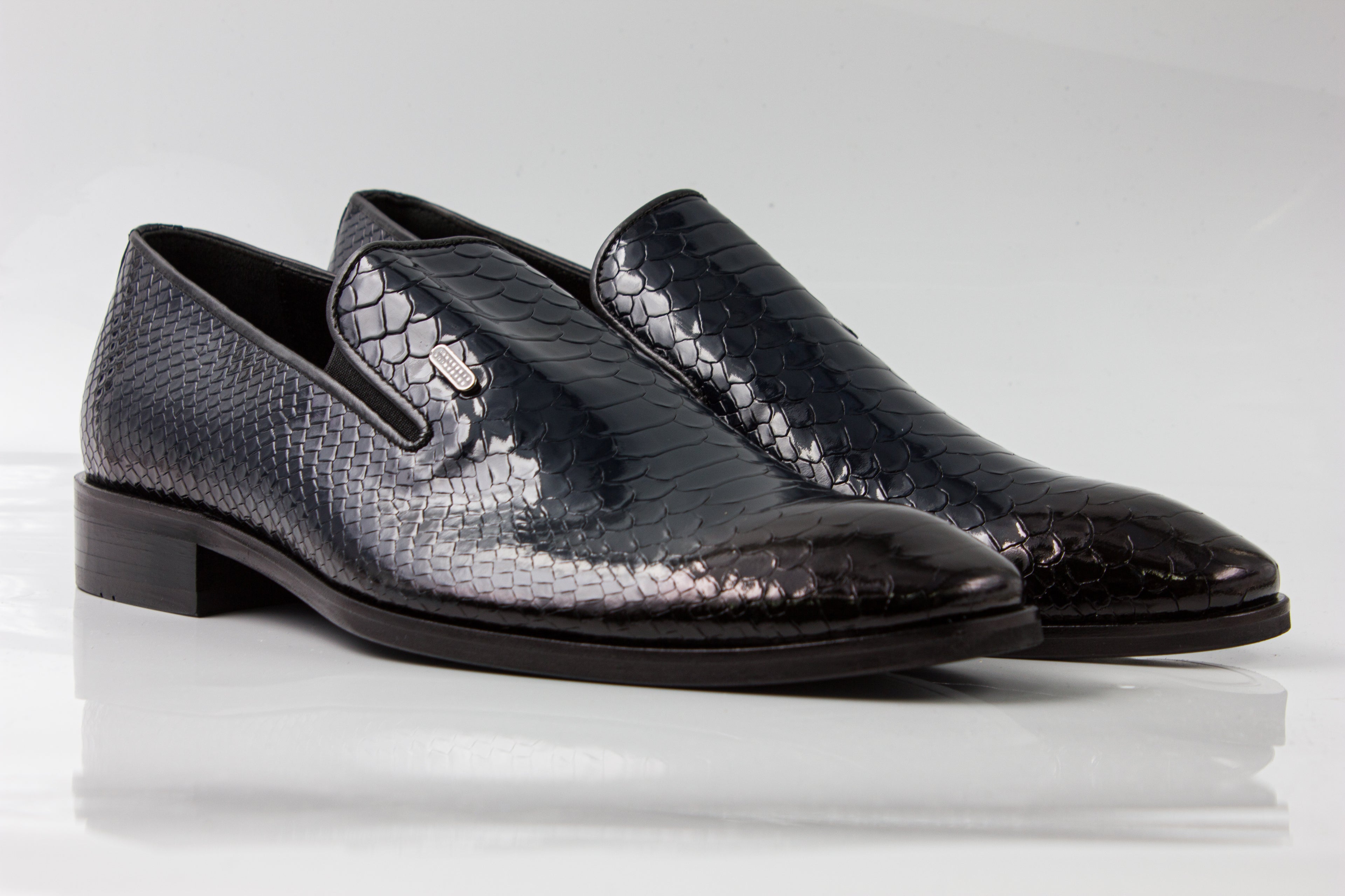 Navy Patent Scaled Shoes