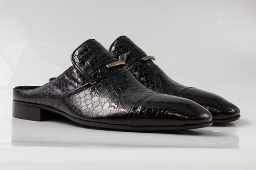 Black Patent Stone Half Shoes - Italian Men's Shoes - Classic Shoes London