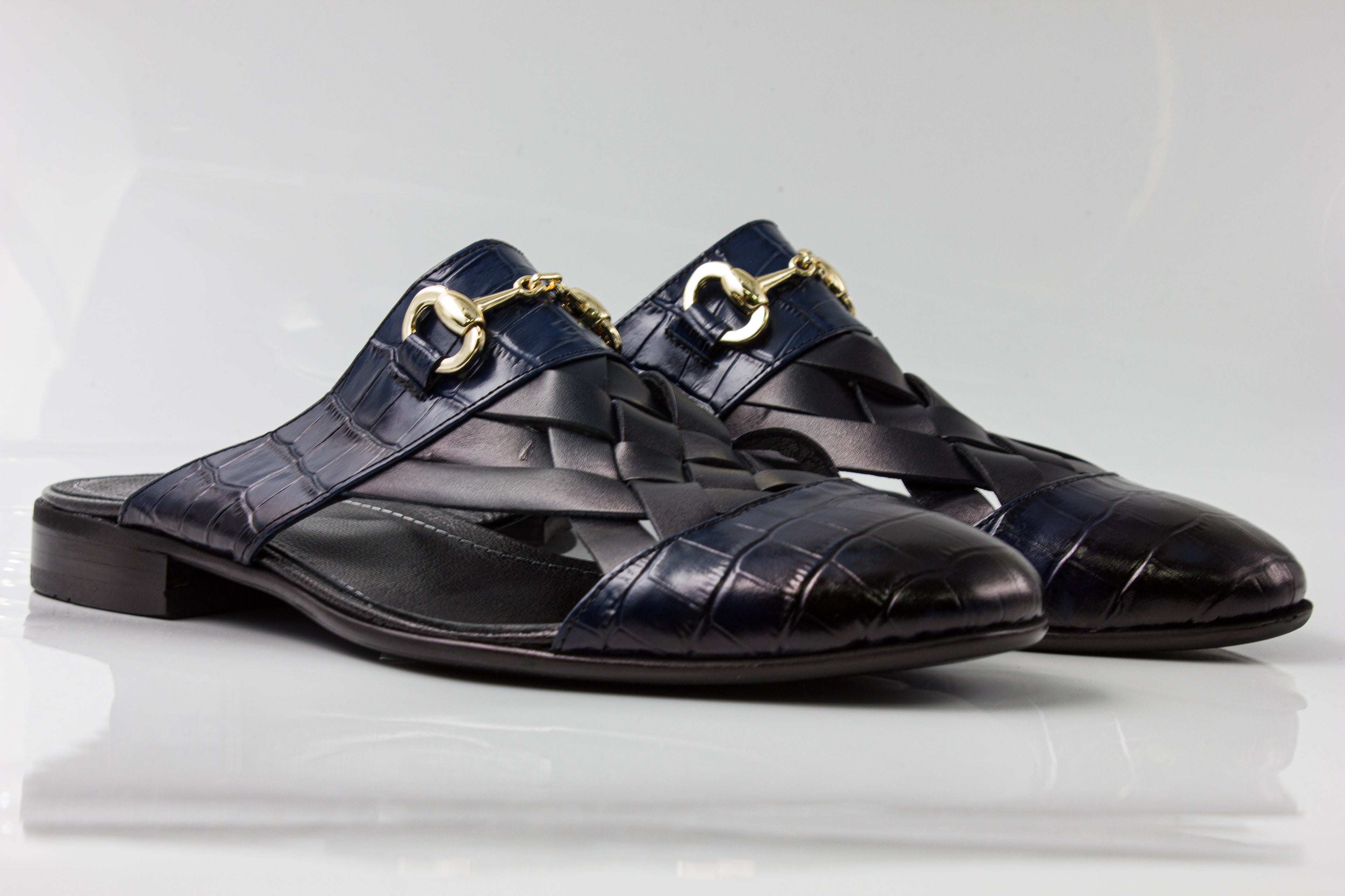 Navy Woven Half Shoes