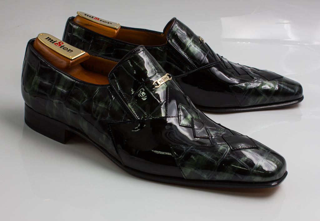 Green Black Patent Croc - Italian Men's Shoes - Classic Shoes London