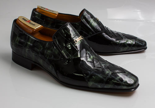 Green Black Patent Croc - Italian Men's Shoes - Classic Shoes London