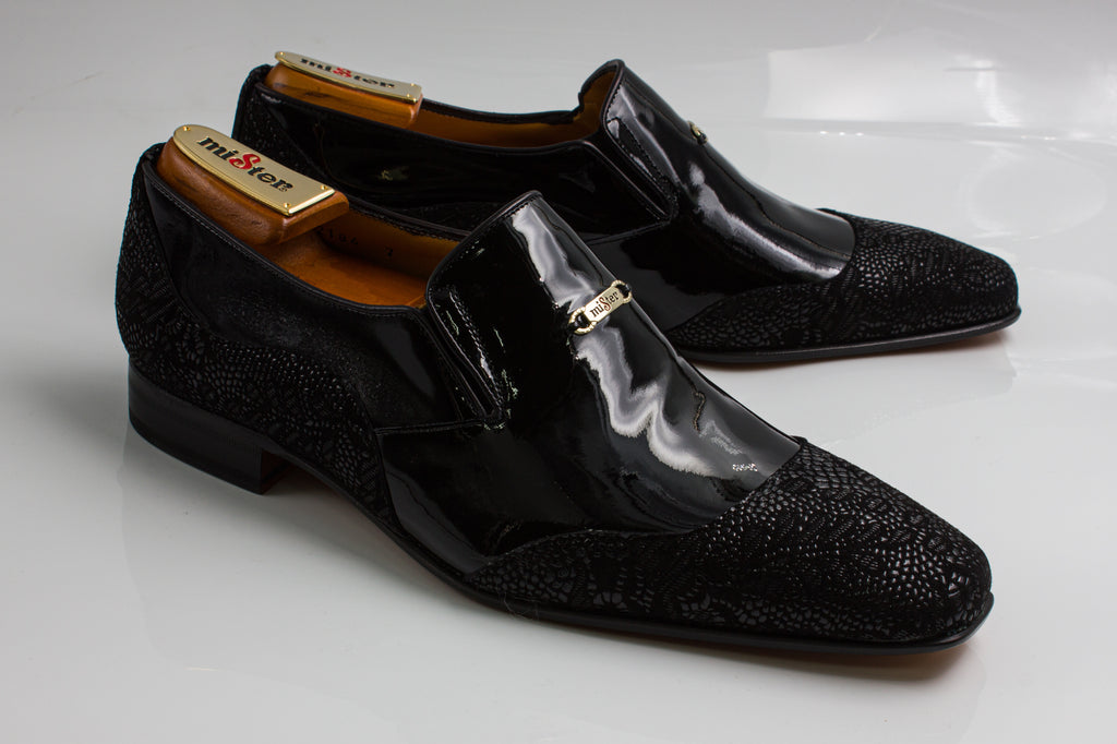 Black Patent Paisley