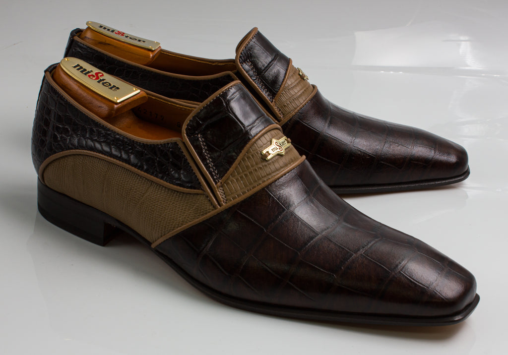 Dark Brown Tan Croc - Italian Men's Shoes - Classic Shoes London