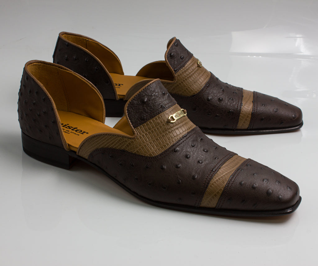 Chocolate/Tan Ostrich Half