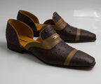 Chocolate Tan Ostrich Half - Italian Men's Shoes - Classic Shoes London