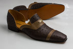 Chocolate Tan Ostrich Half - Italian Men's Shoes - Classic Shoes London