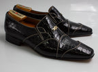 Black Grey Patent Piping - Italian Men's Shoes - Classic Shoes London