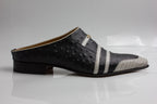Navy Grey Ostrich Half - Italian Men's Shoes - Classic Shoes London