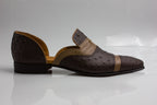 Chocolate Tan Ostrich Half - Italian Men's Shoes - Classic Shoes London